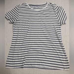 Pact Basic T-Shirt Womens Blue & White Striped Tee Sz M Organic Cotton